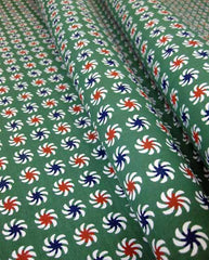 Katazome Green with Red, White, Blue Pinwheels SA-77