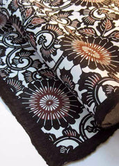 Katazome Black and Brown Large Mums with Vines SA-12