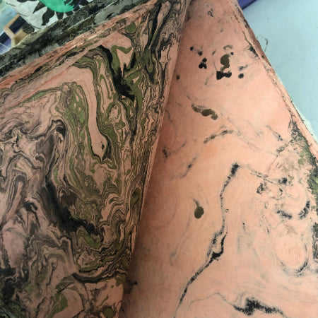 Marbled Lokta - Black & Gold on Apricot NP-MblBA
