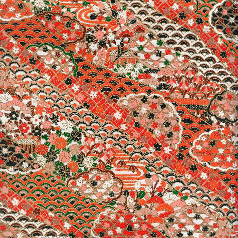 Yuzen Orange, Green and White Multi KA-2180