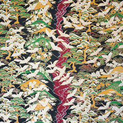 Yuzen Black Burgundy with White Cranes KD-4695