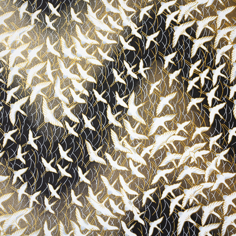 Yuzen Black with Waves of Cranes KYO-5533 – Paper Connection