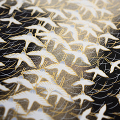 Yuzen Black with Waves of Cranes KYO-5533