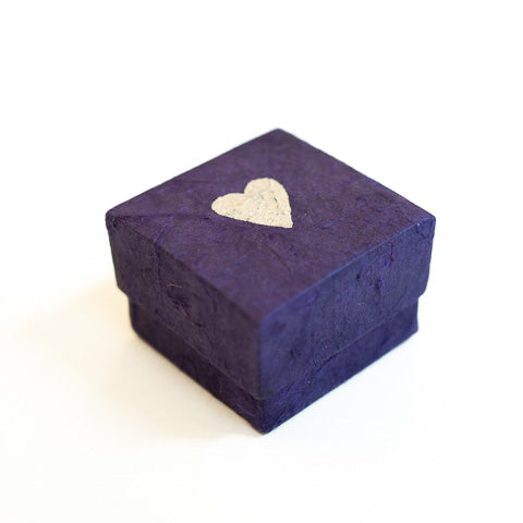 I Heart Lokta: Purple Lokta Boxes with Silver Hearts NP-BX1B