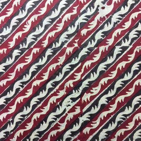 Vintage Lokta Woodblock Diagonal Stripe Black and Red