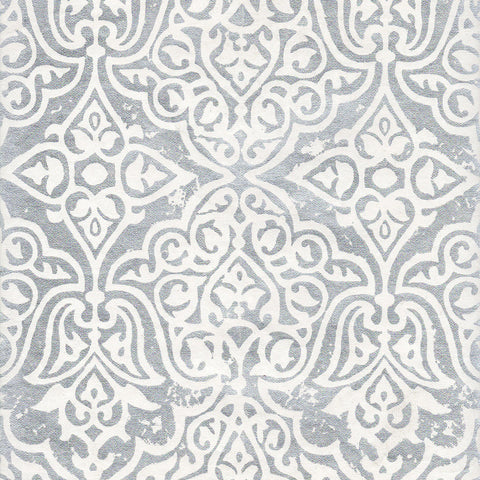 Tājā Cotton Silver Renaissance Damask on Natural-IN-SRD