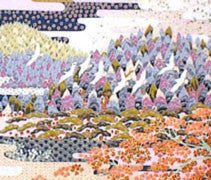 Sougara Yuzen Frame-able Art Scene Landscape with Flying Cranes