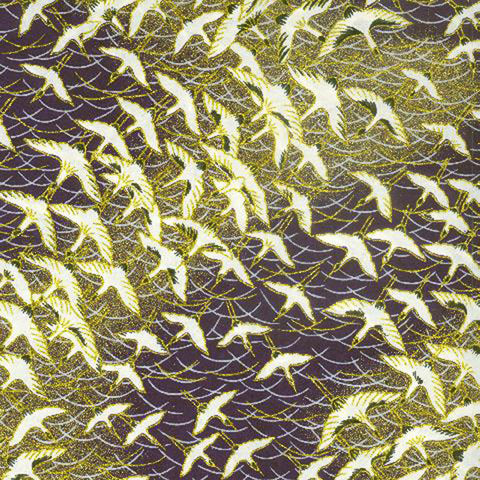 Yuzen Purple with Waves of Cranes KYO-5536