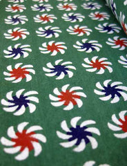 Katazome Green with Red, White, Blue Pinwheels