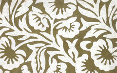Lokta Off White Floral on Moss Green