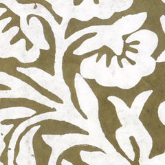 Lokta Off White Floral on Moss Green