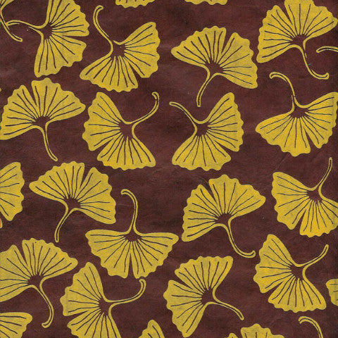 Lokta Yellow Gingko on Chocolate Brown -NP-GinY